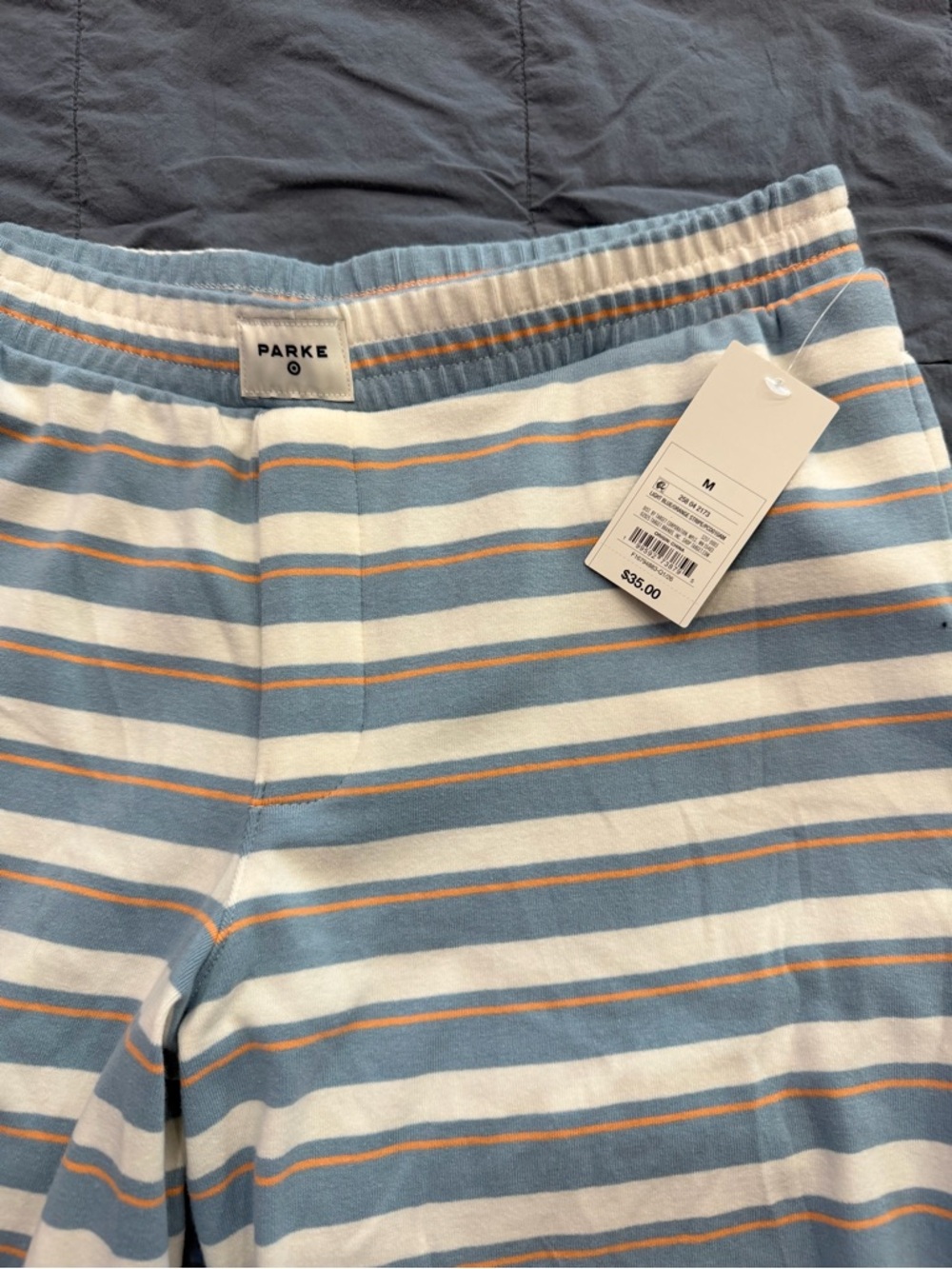 NWT Parke Striped Lounge Pants in Blue, White & Orange M